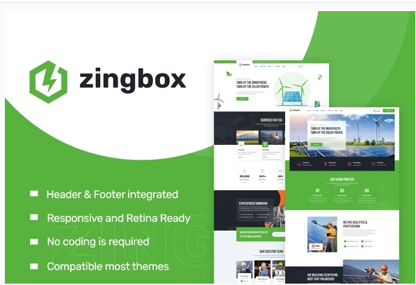 Zingbox – Wind & Solar Energy Elementor Template Kit