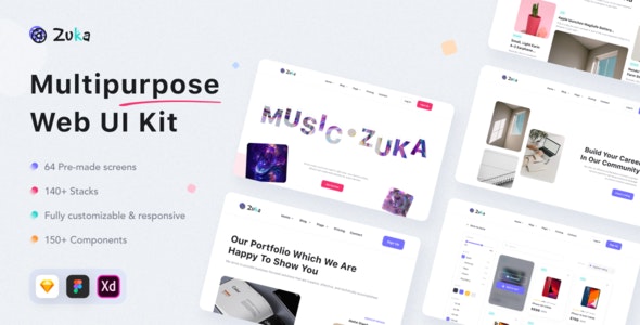 Zuka - Multipurpose Web UI Kit for Sketch