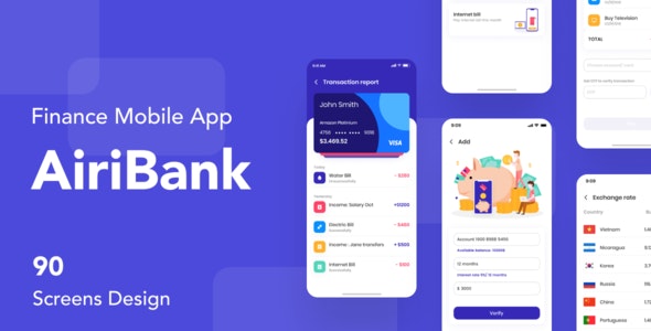 AiriBank - Finance Mobile App UI KIT