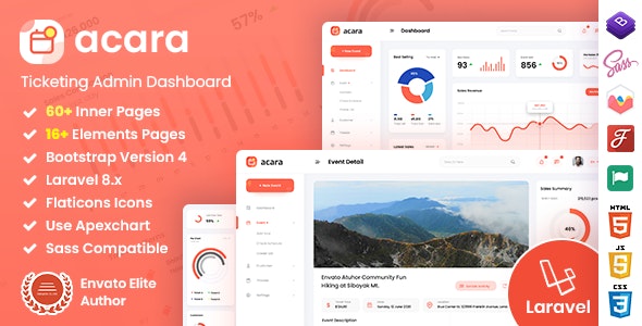 Acara - Ticketing Bootstrap 4 Laravel Admin Dashboard