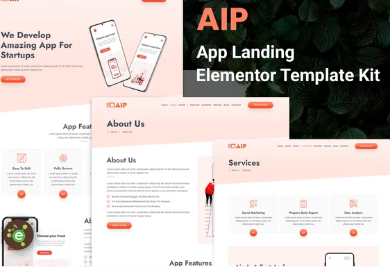 Aip - App Landing Elementor Template Kit