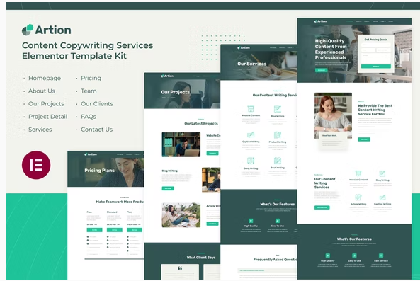 Artion | Content Copywriting Services Elementor Template Kit