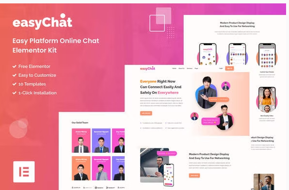 EasyChat - Online App Startup Elementor Template Kit