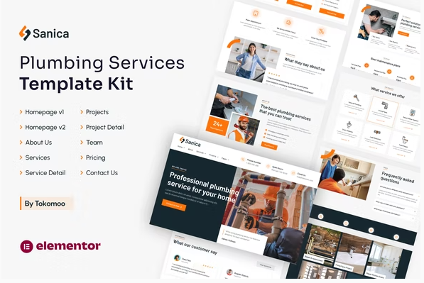 Product Image - Sanica | Plumbing Services Elementor Template Kit