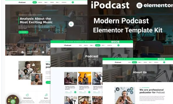iPodcast - Modern Podcast Elementor Template Kit