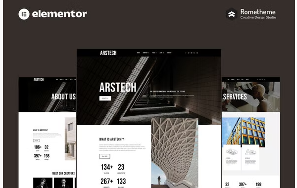 Arstech - Architecture Elementor Pro Full Site Template Kit