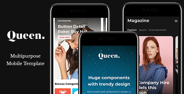Queen - Multiconcept HTML Mobile App Template