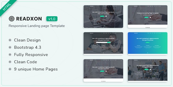 Readxon - Landing Page Template