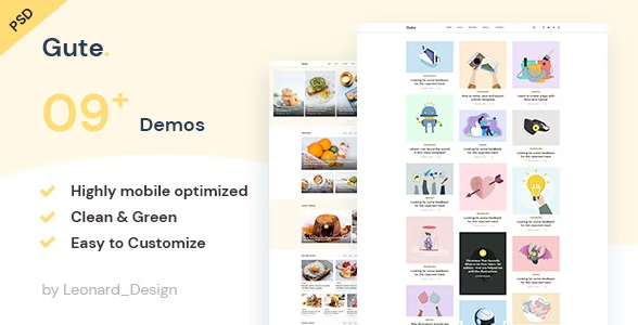 Gute | Minimalist Blog PSD Template