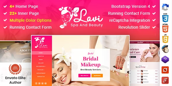 Lavi : Beauty Spa Salon Makeup Parlour Bootstrap 4 Template