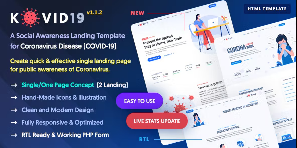 KOVID19 – Coronavirus (COVID-19) Prevention & Awareness HTML Template
