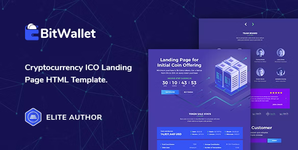 BitWallet - Cryptocurrency ICO Landing Page HTML Template