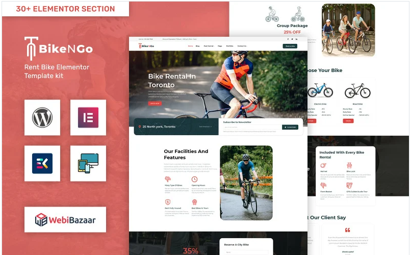 Bikengo - Bike Rental and Shop WordPress Theme