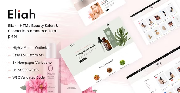 Eliah - HTML Beauty Salon & Cosmetic eCommerce Template