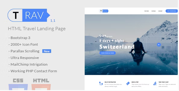Trav | Travel HTML Landing Page