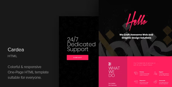 Cardea - Colorful Portfolio One Page HTML Template