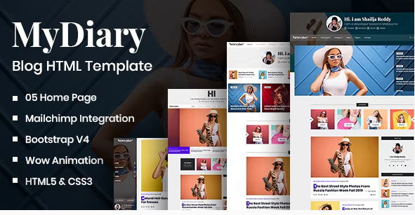 MyDiary - Newspaper Magazine & Personal Blog HTML Template