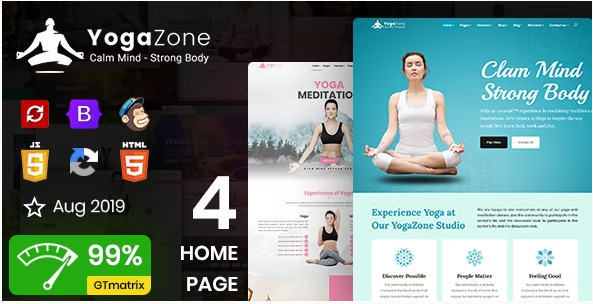 YogaZone: Yoga, Fitness & Meditation Mobile Responsive Bootstrap Html Template
