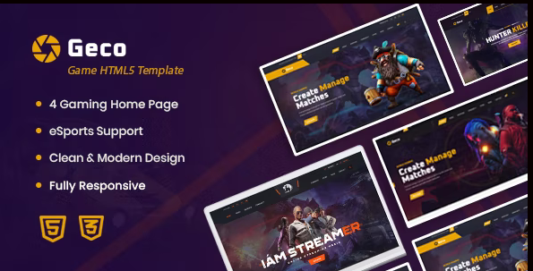 Geco - eSports Gaming HTML5 Template