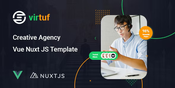 Virtuf - Vue JS Website Template Using Nuxt JS