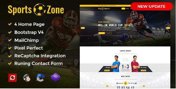 SportsZone: Sports Club, New & Game Magazine Mobile Responsive Bootstrap HTML Template