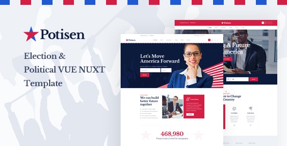 Potisen - Election & Political Vue Nuxt Template