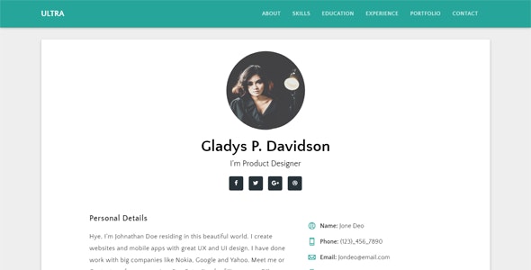 Ultra - Responsive Resume & CV Template