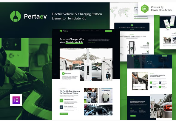 Pertaev – Electric Vehicle & Charging Station Elementor Template Kit