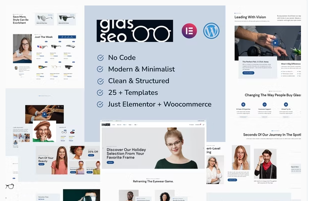 Product Image - Glasseo – Eyewear Store Woocommerce Elementor Template Kit Product Image - Glasseo – Eyewear Store Woocommerce Elementor Template Kit