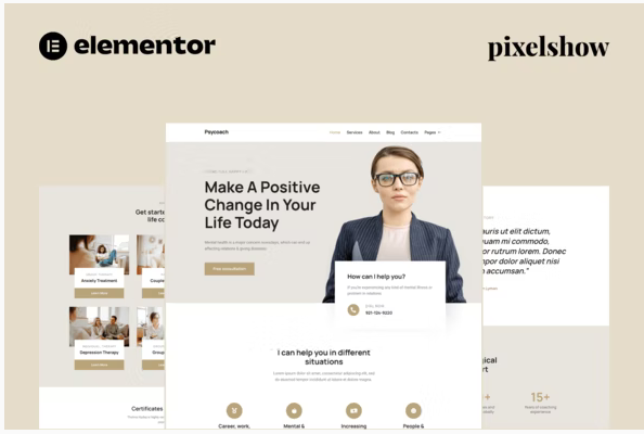 Product Image - Psycoach – Life Coach & Psychologist Elementor Pro Full Site Kit