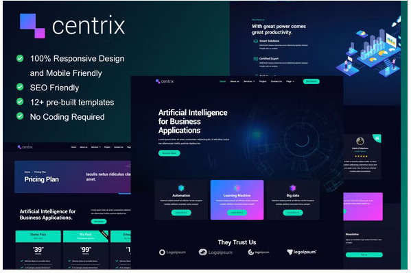 Product Image - Centrix – Artificial Intelligence & Technology Services Elementor Template Kit