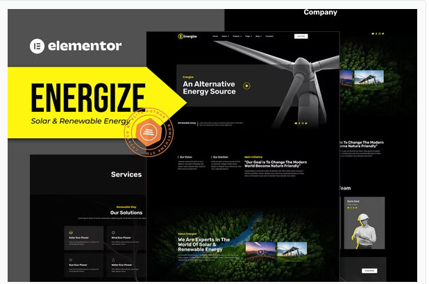 Energize - Solar & Renewable Energy Elementor Template Kit