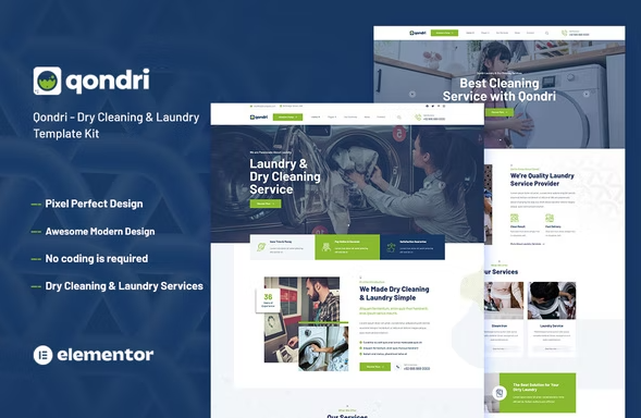 Qondri - Dry Cleaning & Laundry Elementor Template Kit