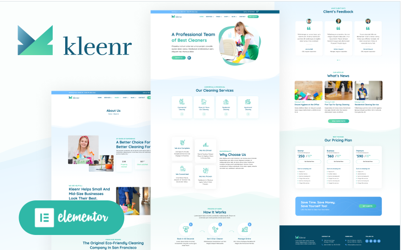 Kleenr - Cleaning Service Company Elementor WordPress Woocommerce Theme