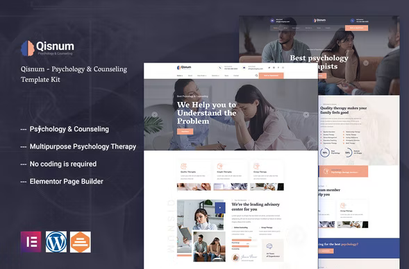 Product Image - Qisnum – Psychology & Counseling Elementor Template Kit