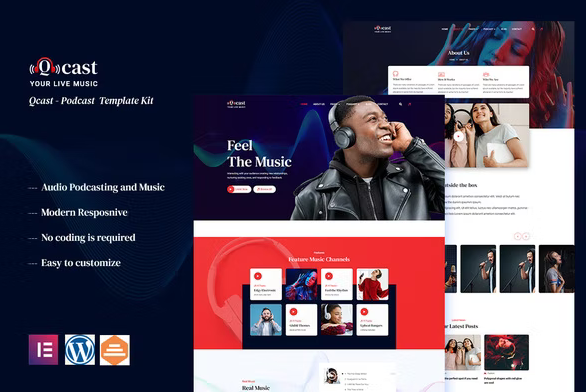 Qcast - Podcast & Music Elementor Template Kit