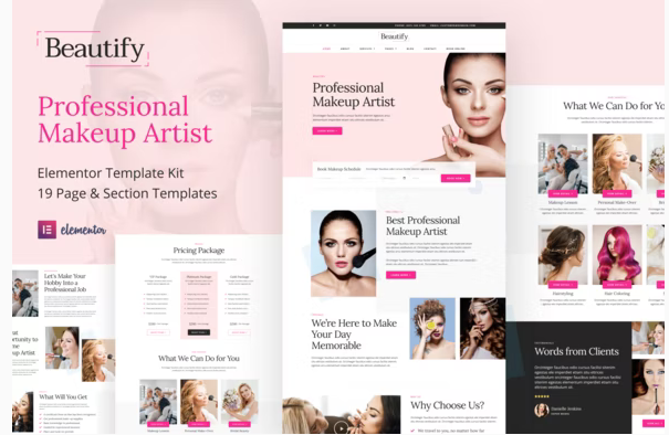 Product Image - Beautify – Makeup Artist & Hair Stylist Elementor Template Kit