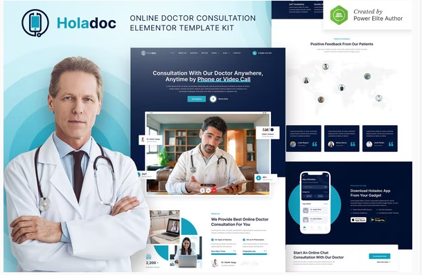 Product Image - Holadoc – Online Doctor Consultation Elementor Template Kit