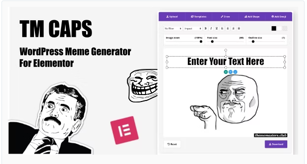 TM CAPS - WordPress Meme Generator For Elementor
