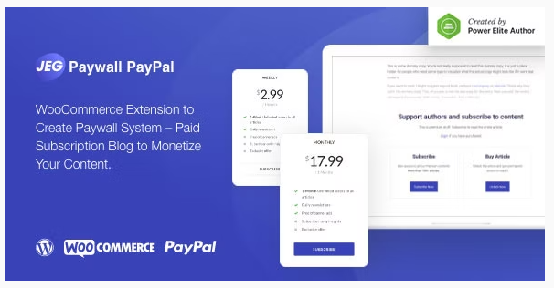 Jeg Paywall & Content Subscriptions System with Paypal for WooCommerce