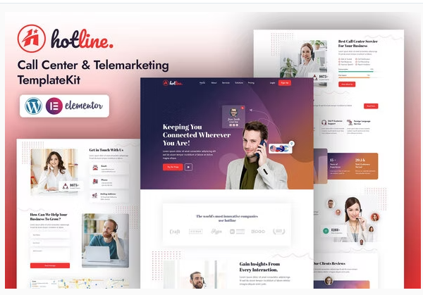 Hotline | Call Center &Telemarketing Elementor Template Kit