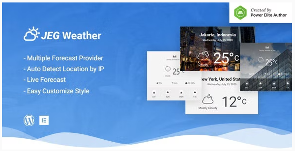 Product Image - Jeg Weather Forecast WordPress Plugin – Add Ons for Elementor and WPBakery Page Builder 1.0.5 Product Image - Jeg Weather Forecast WordPress Plugin – Add Ons for Elementor and WPBakery Page Builder 1.0.5