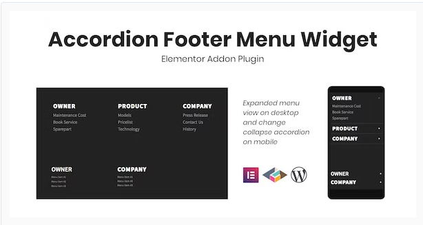 Accordion Footer Menu Widget For Elementor