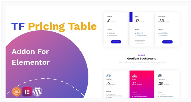 Pricing Table addon - widget for Elementor