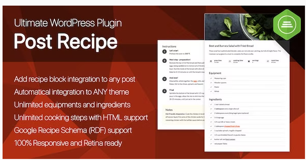 Ultimate Post Recipe - Responsive WordPress Posts Cooking Recipes plugin