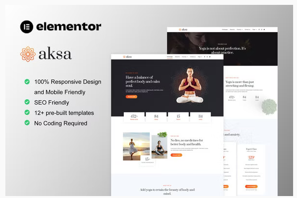 Aksa - Yoga Teacher & Studio Elementor Template Kit