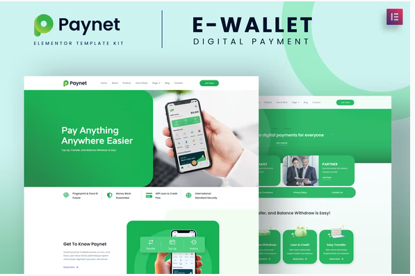 Product Image - Paynet Digital E-wallet Elementor Template Kit