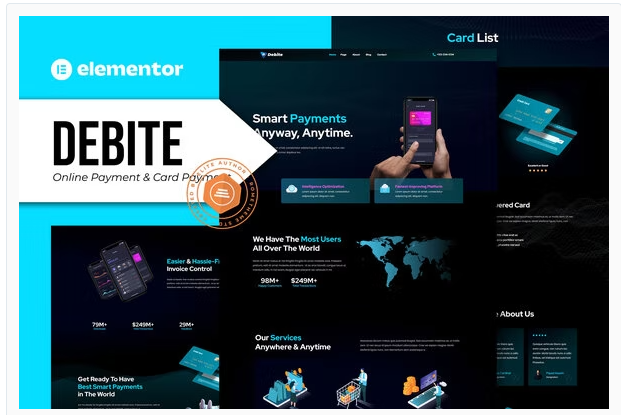 Debite - Card Payment & Online Payment Elementor Template Kit