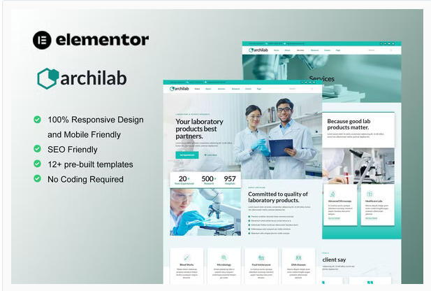 ArchiLab - Research & Laboratory Elementor Template Kit