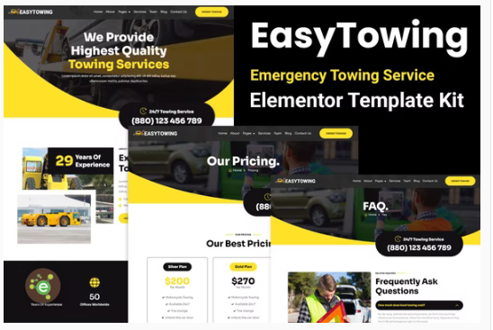 EasyTowing - Emergency Towing Service Elementor Template Kit